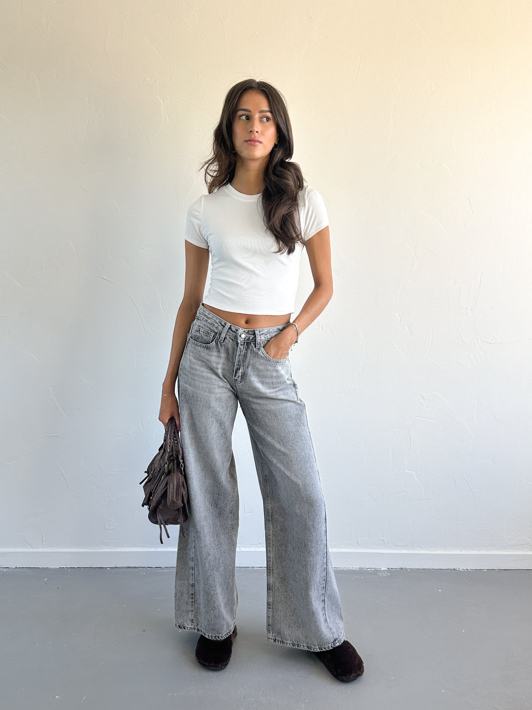 Izzy wide leg jeans grijs
