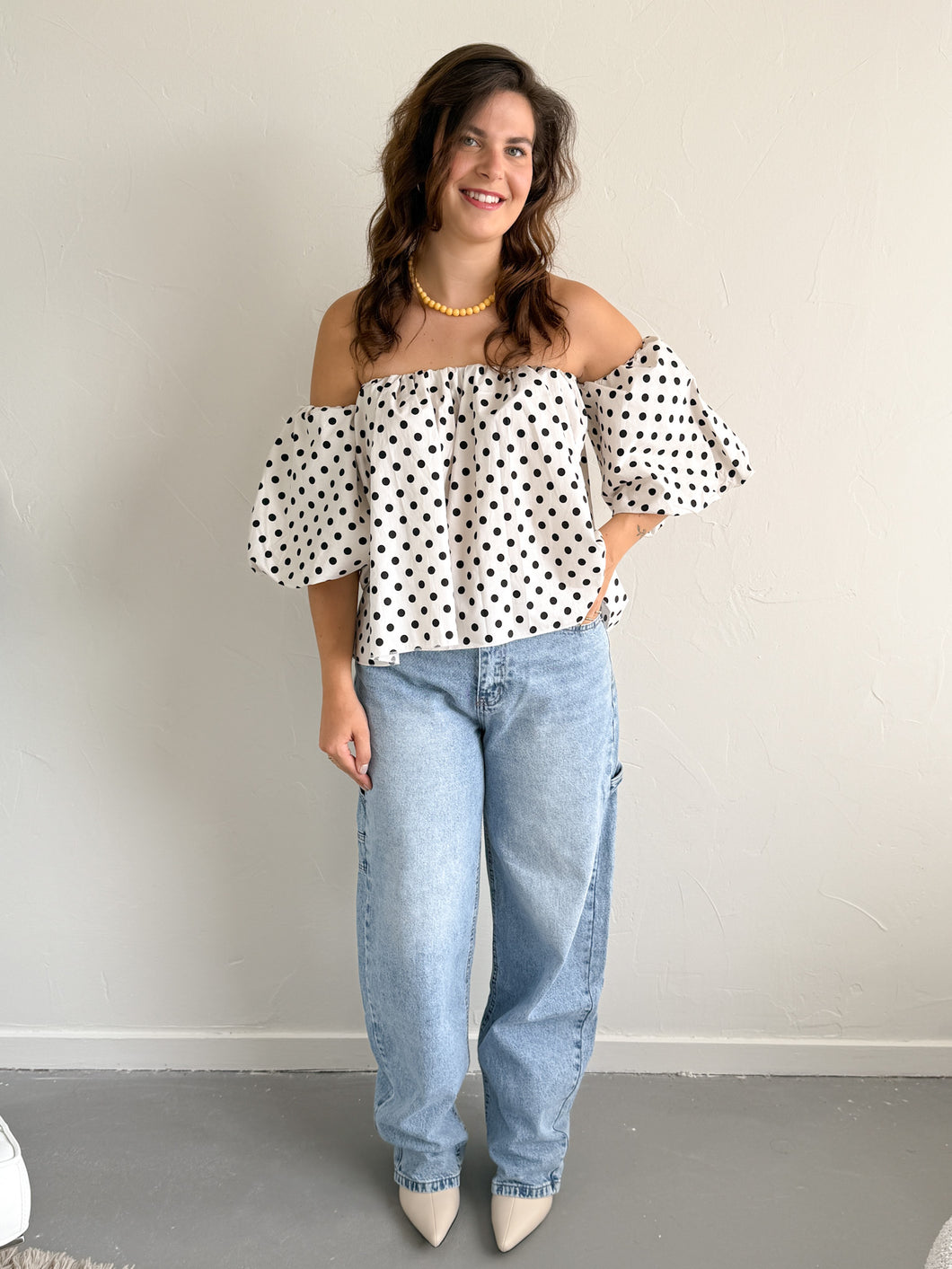 Hanna polka dot top wit