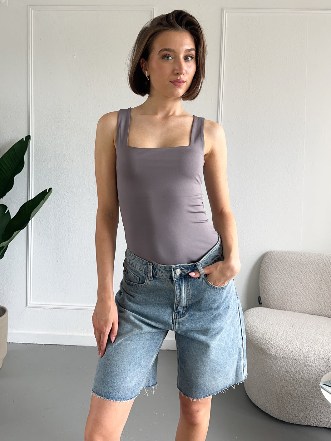 Grijze Basic Top