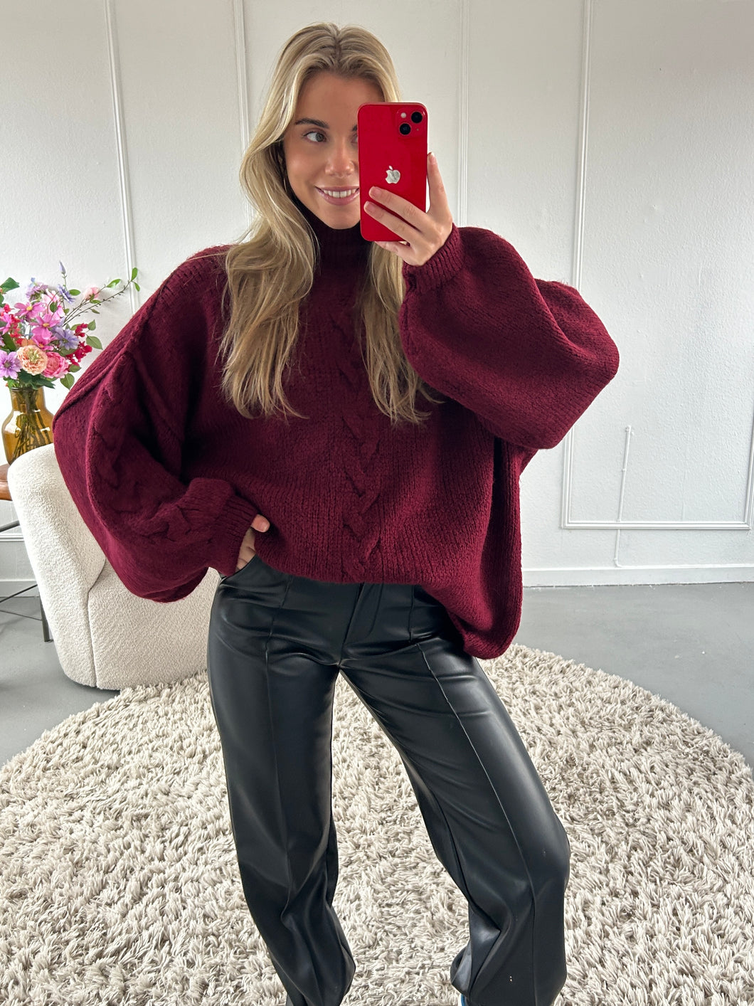 ByHan Lena Oversized Trui Bordeaux