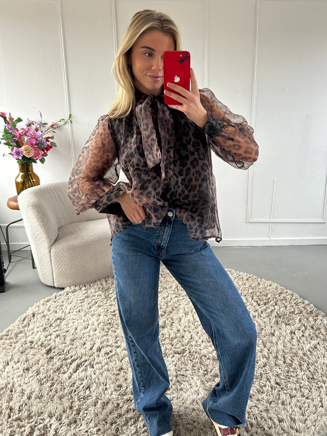 ByHan Leopard Mesh Blouse