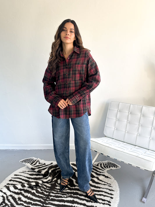 Mae geruite blouse rood