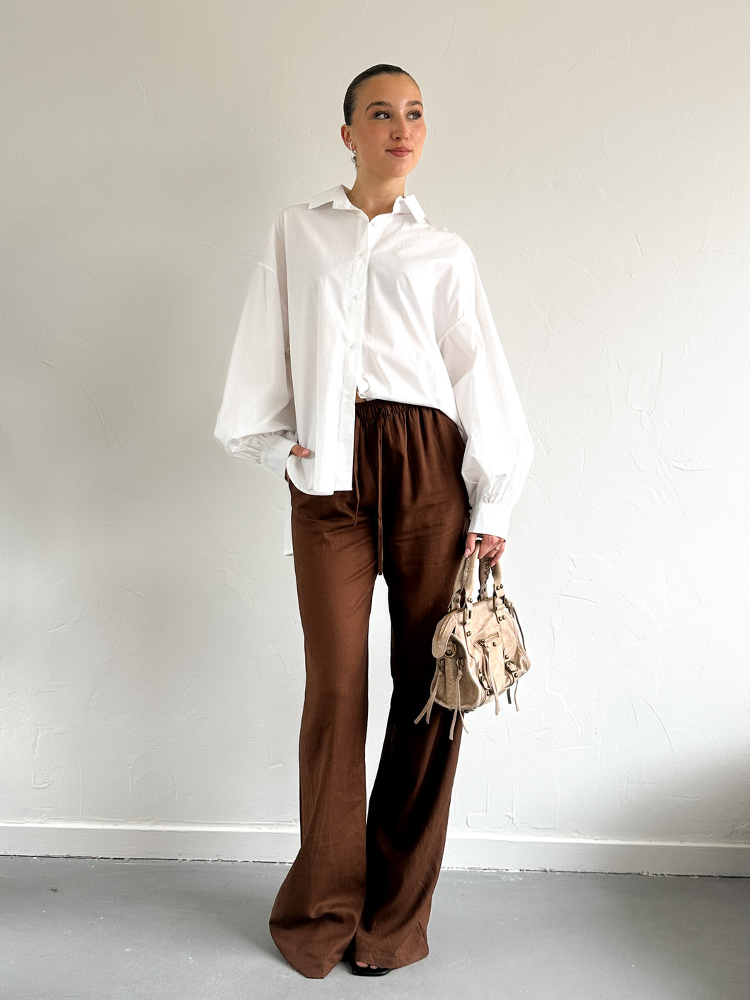 Abby linnen broek tall bruin
