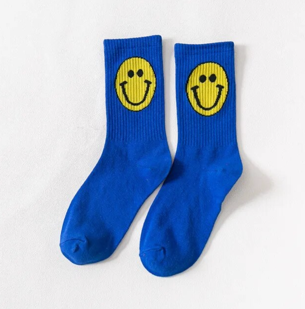 Smiley sokken - blauw