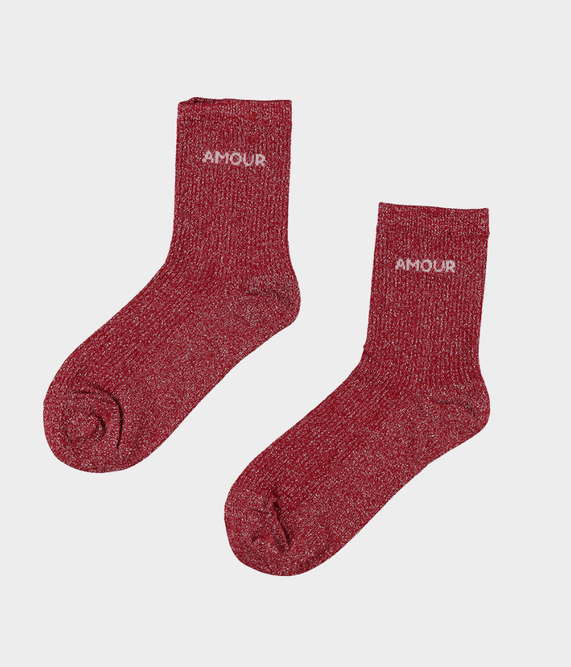 Amour glitter sokjes Bordeaux