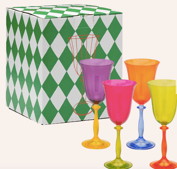 anna + nina Multicoloured Wine Glass Set of 4