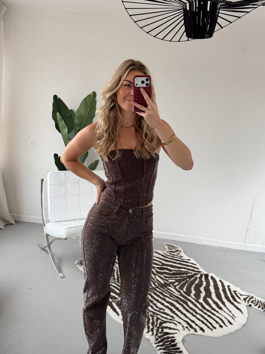 Alix glitter strapless top