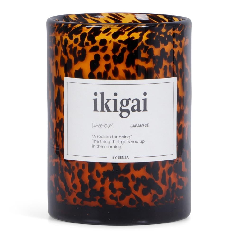 Kaars in Leopard Glas “ikigai”